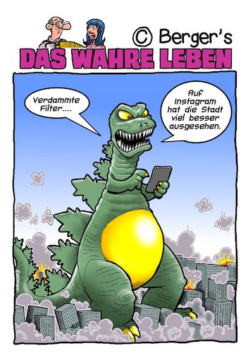 Cartoon: Godzilla (medium) by Chris Berger tagged godzilla,internet,zerstörung,instagram,social,media,godzilla,internet,zerstörung,instagram,social,media