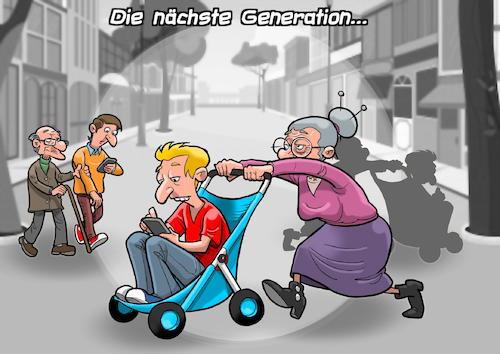 Cartoon: Handy Generation (medium) by Joshua Aaron tagged cellphone,handy,smartphone,sucht,alte,pensionisten,unselbständig,aufmerksamkeit,aufmerksamkeitsdefizit,cellphone,handy,smartphone,sucht,alte,pensionisten,unselbständig,aufmerksamkeit,aufmerksamkeitsdefizit