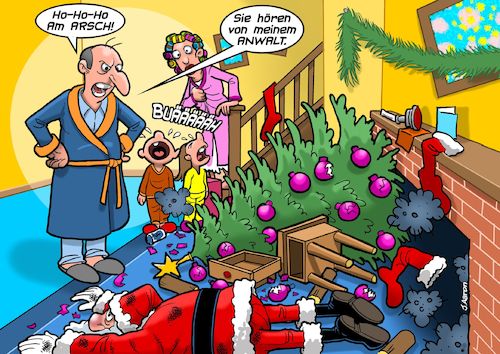 Cartoon: Ho Ho Hoppla (medium) by Joshua Aaron tagged santaw,klaus,weihnachtsmann,weihnachten,xmas,christmas,ho,santaw,klaus,weihnachtsmann,weihnachten,xmas,christmas