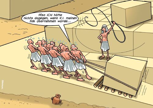 Cartoon: Künstliche Intelligenz (medium) by Joshua Aaron tagged ki,künstliche,intelligenz,jobs,arbeitsmarkt,sklaven,ägypten,pyramiden,ki,künstliche,intelligenz,jobs,arbeitsmarkt,sklaven,ägypten,pyramiden