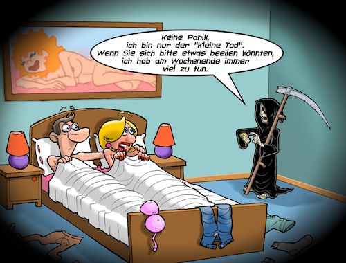 Cartoon: Little death (medium) by Chris Berger tagged kleiner,tod,orgasmus,höhepunkt,wochenende,bumsen,mann,frau,liebe,kleiner,tod,sex,orgasmus,höhepunkt,wochenende,bumsen,mann,frau,liebe