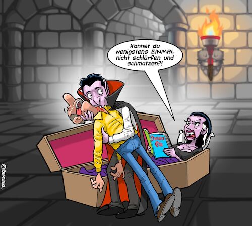 Cartoon: Manieren (medium) by Chris Berger tagged dracula,vampir,schlürfen,schmatzen,ehe,streit,opfer,dracula,vampir,schlürfen,schmatzen,ehe,streit,opfer