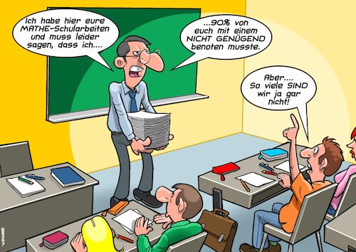 Cartoon: Matheunterricht (medium) by Joshua Aaron tagged math2022,mathematik,unterricht,schule,schüler,test,schularbeit,prozentrechnen,math2022,mathematik,unterricht,schule,schüler,test,schularbeit,prozentrechnen