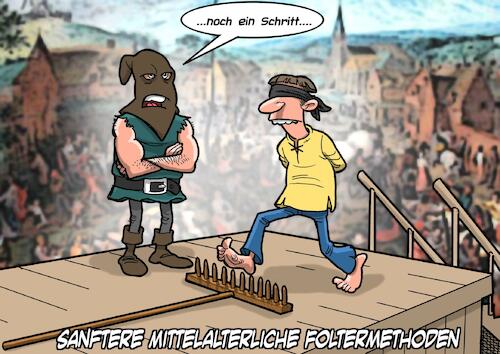Cartoon: Mittelalter (medium) by Joshua Aaron tagged folter,mittelalter,rechen,bestrafung,gerichtsurteil,folter,mittelalter,rechen,bestrafung,gerichtsurteil