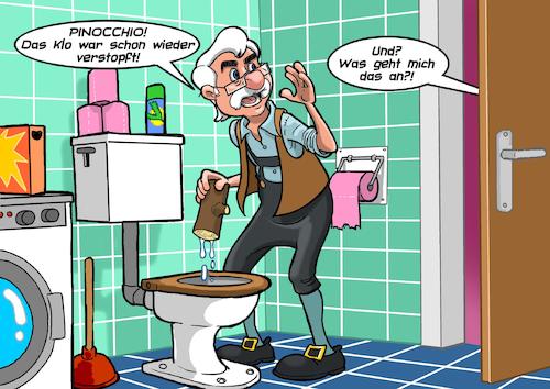 Cartoon: Pinocchio (medium) by Chris Berger tagged pinocchio,klo,toilette,verstopfung,holzklotz,gross,gepetto,pinocchio,klo,toilette,verstopfung,holzklotz,gross,gepetto