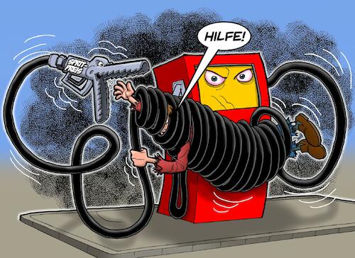 Cartoon: Spritpreis (medium) by Chris Berger tagged benzinpreis,erhöhung,politik,krieg,ölmultis,rohstoffe,wucher,benzinpreis,erhöhung,politik,krieg,ölmultis,rohstoffe,wucher
