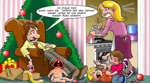 Cartoon: Stillste Zeit des Jahres (medium) by Joshua Aaron tagged weihnachten,weihnachtsstress,shopping,lärm,stille,nacht,xmas,santa,christkind,weihnachten,weihnachtsstress,shopping,lärm,stille,nacht,xmas,santa,christkind