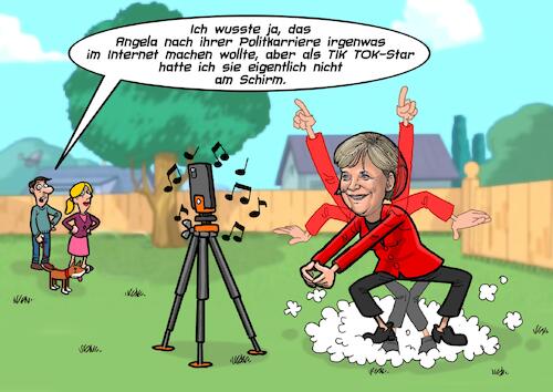 Cartoon: Tik Tok Star (medium) by Chris Berger tagged angela,merkel,karriere,tik,tok,internet,soziale,medien,social,media,angela,merkel,karriere,tik,tok,internet,soziale,medien,social,media