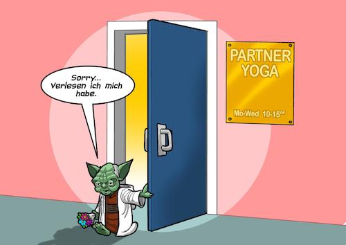 Cartoon: Yoda auf der Suche nach Liebe (medium) by Joshua Aaron tagged yoda,star,wars,krieg,der,sterne,yoga,partner,liebe,freundin,yoda,star,wars,krieg,der,sterne,yoga,partner,liebe,freundin