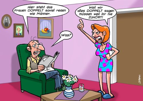 Cartoon: Zuhören (medium) by Chris Berger tagged frauen,männer,vorurteile,gesellschaft,reden,sprache,zuhören,frauen,männer,vorurteile,gesellschaft,reden,sprache,zuhören