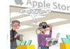 Cartoon: AR Brille (small) by Joshua Aaron tagged vr,ar,virtual,reality,apple,store,internet,geld,sekte,jünger