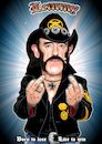 Cartoon: Lemmy Kilmister (small) by Joshua Aaron tagged lemma,motörhead,rock,roll,anything,louder,than,else,ace,of,spades