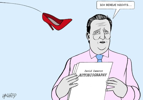 Cartoon: Cameron bereut nichts (medium) by Hachfeld tagged brexit,david,cameron,theresa,mays,schuh