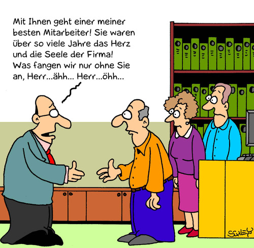 Cartoon: Abschied (medium) by Karsten Schley tagged gesellschaft,wirtschaft,arbeit,arbeitsplätze,rente,rentner,pension,gesellschaft,wirtschaft,arbeit,arbeitsplätze,rente,pension