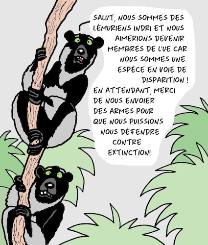 Cartoon: Aidez - nous! (medium) by Karsten Schley tagged menace,extermination,nature,animaux,armes,ue,politique,guerre,solidarite,menace,extermination,nature,animaux,armes,ue,politique,guerre,solidarite