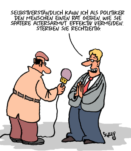 Cartoon: Altersarmut (medium) by Karsten Schley tagged rente,rentner,alter,armut,altersarmut,politik,soziales,wirtschaft,gesellschaft,rente,rentner,alter,armut,altersarmut,politik,soziales,wirtschaft,gesellschaft