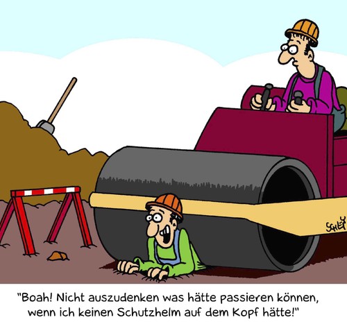 Cartoon: Arbeitssicherheit (medium) by Karsten Schley tagged arbeit,arbeitnehmer,arbeitssicherheit,gesundheit,sicherheit,arbeitsschutz,arbeiter,bauarbeiter,baugewerbe,arbeit,arbeitnehmer,arbeitssicherheit,gesundheit,sicherheit,arbeitsschutz