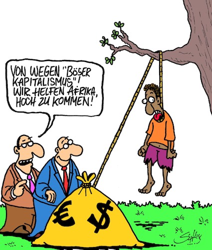 Cartoon: Aufwärts (medium) by Karsten Schley tagged afrika,ausbeutung,kapitalismus,armut,wirtschaft,wirtschaftsimperialismus,geld,diktaturen,politik,europa,demokratie,afrika,ausbeutung,kapitalismus,armut,wirtschaft,wirtschaftsimperialismus,geld,diktaturen,politik,europa,demokratie