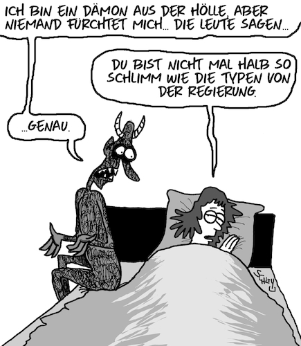 Cartoon: Aus der Hölle (medium) by Karsten Schley tagged dämonen,legendy,mythen,politik,regierung,wahlen,wähler,gesellschaft,dämonen,legendy,mythen,politik,regierung,wahlen,wähler,gesellschaft