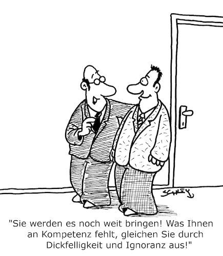 Cartoon: Ausgleich (medium) by Karsten Schley tagged karriere,kompetenz,dickfelligkeit,ignoranz,führungskräfte,büro,wirtschaft,management,skills,karriere,kompetenz,dickfelligkeit,ignoranz,führungskräfte,büro,wirtschaft,management,skills