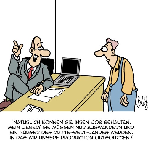 Cartoon: Auswandern (medium) by Karsten Schley tagged outsourcing,jobs,wirtschaft,business,arbeit,arbeitgeber,arbeitnehmer,industrie,produktion,billiglohn,löhne,gehälter,outsourcing,jobs,wirtschaft,business,arbeit,arbeitgeber,arbeitnehmer,industrie,produktion,billiglohn,löhne,gehälter