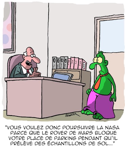 Cartoon: Avocats (medium) by Karsten Schley tagged avocats,martiens,nasa,recherche,science,parkings,poursuites,tribunaux,justice,avocats,martiens,nasa,recherche,science,parkings,poursuites,tribunaux,justice