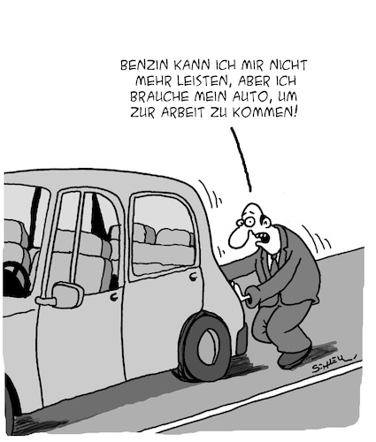 Cartoon: Benzinpreise (medium) by Karsten Schley tagged benzin,energie,preise,autos,arbeitnehmer,geld,einkommen,politik,steuern,teuerungsrate,öl,opec,krieg,russland,gesellschaft,benzin,energie,preise,autos,arbeitnehmer,geld,einkommen,politik,steuern,teuerungsrate,öl,opec,krieg,russland,gesellschaft