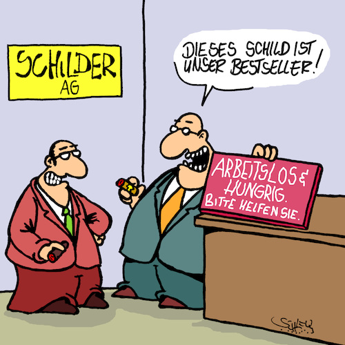 Cartoon: Bestseller (medium) by Karsten Schley tagged arbeit,arbeitslosigkeit,armut,business,wirtschaft,kapitalismus,profite,gesellschaft,geld,soziales,verkaufen,verkäufer,arbeit,arbeitslosigkeit,armut,business,wirtschaft,kapitalismus,profite,gesellschaft,geld,soziales,verkaufen,verkäufer