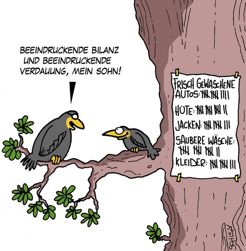 Cartoon: Bilanz (medium) by Karsten Schley tagged natur,wirtschaft,tiere,gesundheit,verdauung,bilanz,väter,söhne,familie,jugend,eltern,natur,wirtschaft,tiere,bilanz,verdauung,väter,familie,jugend,eltern