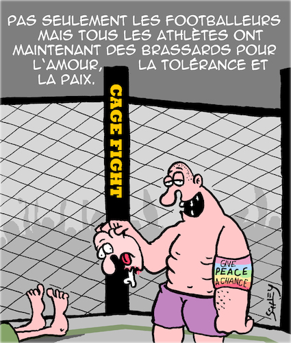 Cartoon: Brassards pour les athletes (medium) by Karsten Schley tagged sports,opinion,diversite,politique,mode,societe,medias,sports,opinion,diversite,politique,mode,societe,medias