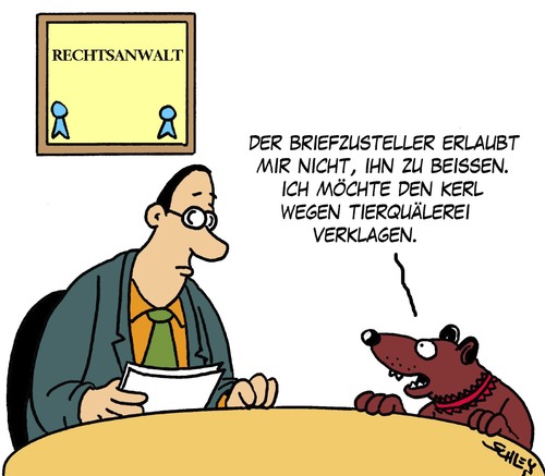 Cartoon: Briefzusteller (medium) by Karsten Schley tagged tiere,tierquälerei,tierschutz,post,briefzustellung,briefzusteller,rechtsanwälte,recht,justiz,tiere,tierquälerei,tierschutz,briefzustellung,briefzusteller,rechtsanwälte,recht,justiz