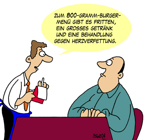 Cartoon: Burger-Menü (medium) by Karsten Schley tagged fettleibigkeit,übergewicht,fastfood,ernährung,essen,gesundheit,essen,ernährung,fastfood,übergewicht,fettleibigkeit,gesundheit