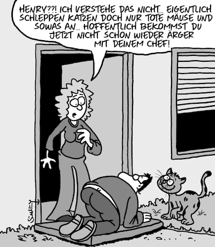 Cartoon: Cartoon mit Katze! (medium) by Karsten Schley tagged katzen,arbeit,arbeitgeber,arbeitnehmer,katzenhalter,büro,beziehungen,männer,frauen,soziales,gesellschaft,katzen,arbeit,arbeitgeber,arbeitnehmer,katzenhalter,büro,beziehungen,männer,frauen,soziales,gesellschaft