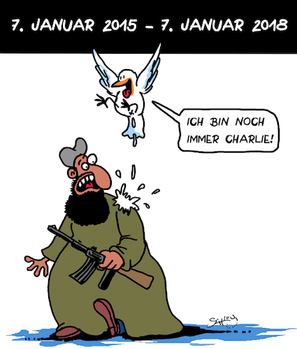 Cartoon: Charlie Hebdo Jahrestag (medium) by Karsten Schley tagged charlie,hebdo,medien,presse,satire,frankreich,deutschland,karikaturen,cartoons,pressefreiheit,meinungsfreiheit,terrorismus,islam,extremismus,gesellschaft,demokratie,charlie,hebdo,medien,presse,satire,frankreich,deutschland,karikaturen,cartoons,pressefreiheit,meinungsfreiheit,terrorismus,islam,extremismus,gesellschaft,demokratie