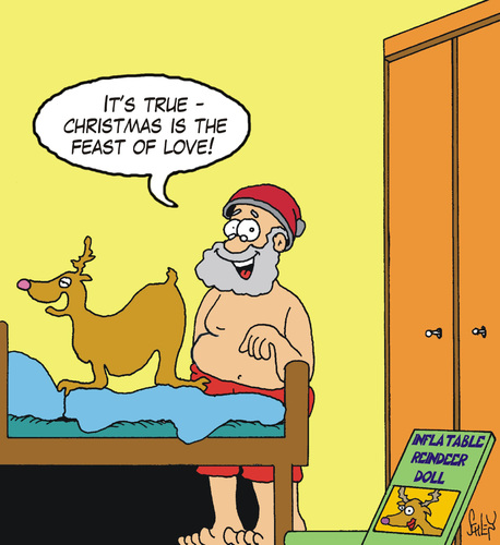 Cartoon: Christmas (medium) by Karsten Schley tagged christmas,santa,reindeers,love