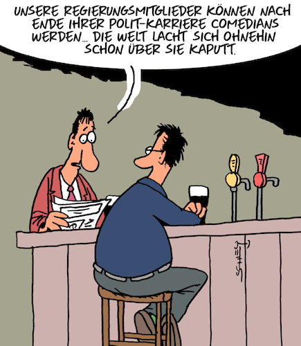 Cartoon: Comedians (medium) by Karsten Schley tagged politik,politiker,karriere,regierung,comedians,kompetenz,wirtschaft,abschwung,rezession,depression,bip,geschäftsklimaindex,business,abwanderung,standortnachteile,steuern,energiepreise,gesellschaft,politik,politiker,karriere,regierung,comedians,kompetenz,wirtschaft,abschwung,rezession,depression,bip,geschäftsklimaindex,business,abwanderung,standortnachteile,steuern,energiepreise,gesellschaft