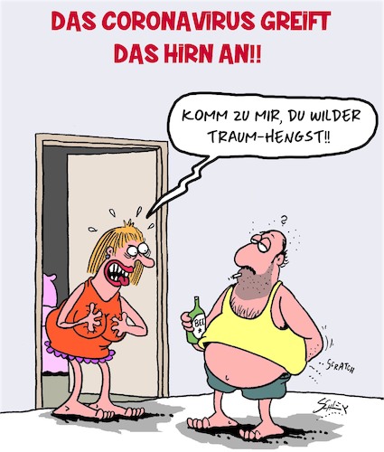 Cartoon: Corona haut auf das Hirn! (medium) by Karsten Schley tagged coronavirus,gehirn,gesundheit,männer,frauen,gesellschaft,medizin,politik,virologie,coronavirus,gehirn,gesundheit,männer,frauen,sex,gesellschaft,medizin,politik,virologie