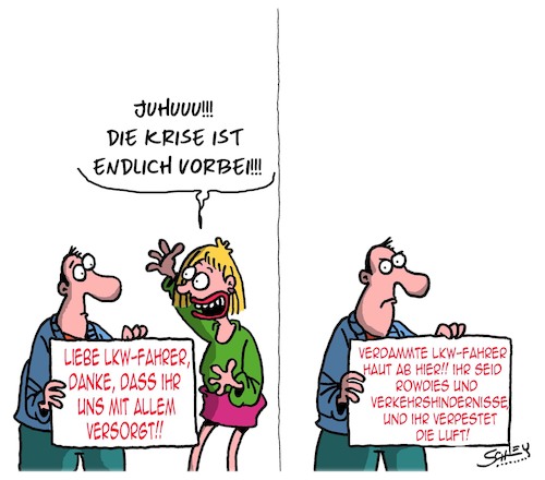 Cartoon: Dank an die LKW-Fahrer! (medium) by Karsten Schley tagged corona,covid19,versorgung,supermärkte,gesundheit,transport,lkw,verkehr,fahrer,politik,corona,covid19,versorgung,supermärkte,gesundheit,transport,lkw,verkehr,fahrer,politik