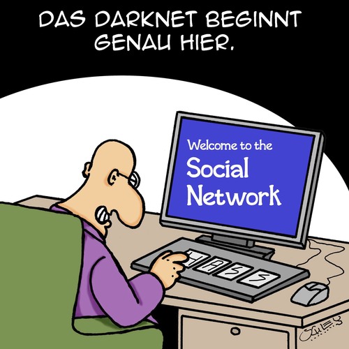 Cartoon: DARKNET (medium) by Karsten Schley tagged computer,technik,kriminalität,cybercrime,darknet,internet,facebook,hass,politik,demokratie,mobbing,computer,technik,kriminalität,cybercrime,darknet,internet,facebook,hass,politik,demokratie,mobbing