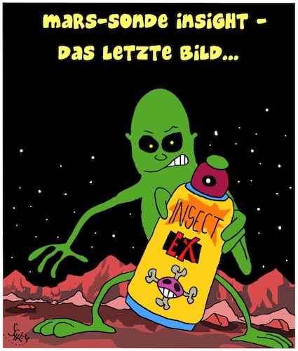 Cartoon: Das Allerletzte (medium) by Karsten Schley tagged weltraumforschung,nasa,mars,insight,aliens,science,fiction,wissenschaft,geld,gesellschaft,usa,europa,weltraumforschung,nasa,mars,insight,aliens,science,fiction,wissenschaft,geld,gesellschaft,usa,europa