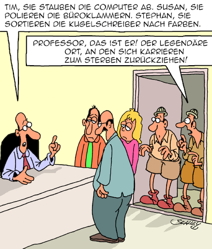 Cartoon: Der legendäre Ort (medium) by Karsten Schley tagged karriere,jobs,management,business,wirtschaft,arbeitgeber,arbeitnehmer,abstellgleis,gesellschaft,karriere,jobs,management,business,wirtschaft,arbeitgeber,arbeitnehmer,abstellgleis,gesellschaft