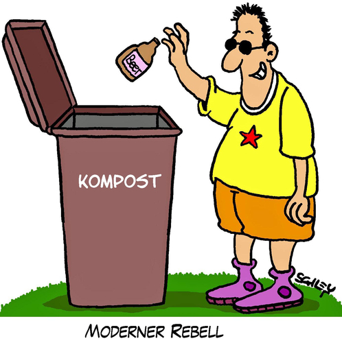 Cartoon: Der Rebell (medium) by Karsten Schley tagged umweltschutz,mülltrennung,müll,umwelt,rebellion,kompostieren,kompost,umweltschutz,mülltrennung,müll,umwelt,kompostieren,kompost