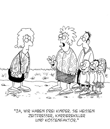 Cartoon: Die lieben Kleinen (medium) by Karsten Schley tagged kinder,familie,karriere,kosten,zeit,gesellschaft,politik,arbeit,wirtschaft,kinder,familie,karriere,kosten,zeit,gesellschaft,politik,arbeit,wirtschaft