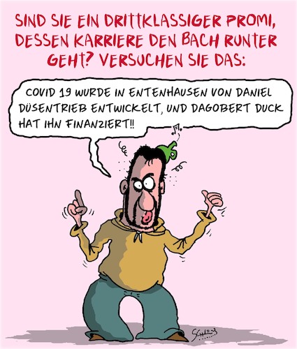 Cartoon: Die WAHRHEIT!! (medium) by Karsten Schley tagged coronavirus,verschwörungstheorien,prominente,medien,gesundheit,fakten,fake,news,karriere,aufmerksamkeit,gesellschaft,coronavirus,verschwörungstheorien,prominente,medien,gesundheit,fakten,fake,news,karriere,aufmerksamkeit,gesellschaft