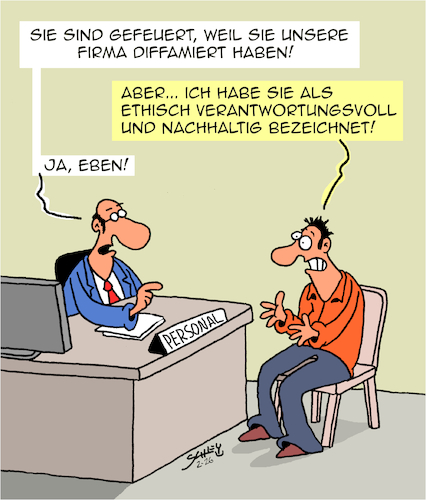 Cartoon: Diffamierung!! (medium) by Karsten Schley tagged arbeiteber,arbeitnehmer,diffamierung,corporate,identity,nachhaltigkeit,ethik,wirtschaft,business,identifikation,management,gesellschaft,loyalität,arbeiteber,arbeitnehmer,diffamierung,corporate,identity,nachhaltigkeit,ethik,wirtschaft,business,identifikation,management,gesellschaft,loyalität