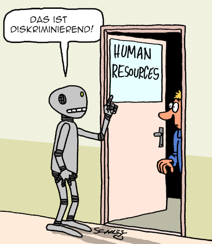 Cartoon: Diskriminierung!! (medium) by Karsten Schley tagged human,resources,personalabteilung,ki,technik,forschung,digitales,wissenschaft,ethik,politik,wirtschaft,gesellschaft,human,resources,personalabteilung,ki,technik,forschung,digitales,wissenschaft,ethik,politik,wirtschaft,gesellschaft