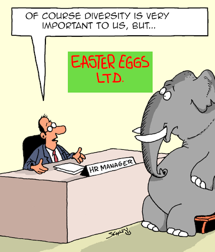 Cartoon: Diversity (medium) by Karsten Schley tagged easter,religion,jobs,personnel,management,employers,employees,diversity,career,society,easter,religion,jobs,personnel,management,employers,employees,diversity,career,society