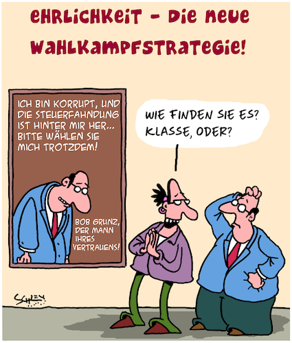 Cartoon: Ehrliche Politik (medium) by Karsten Schley tagged wahlen,politik,politiker,erfolg,korruption,geld,lügen,steuern,marketing,berater,gesellschaft,wahlen,politik,politiker,erfolg,korruption,geld,lügen,steuern,marketing,berater,gesellschaft