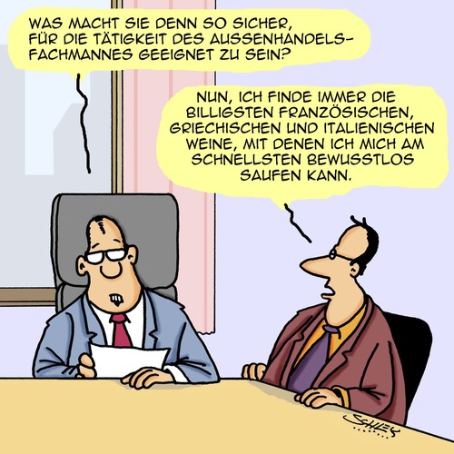 Cartoon: Eignung (medium) by Karsten Schley tagged bewerbungen,arbeitgeber,arbeitnehmer,qualifikation,jobs,wirtschaft,business,gesundheit,wein,alkoholmissbrauch,verkaufen,aussenhandel,verkäufer,bewerbungen,arbeitgeber,arbeitnehmer,qualifikation,jobs,wirtschaft,business,gesundheit,wein,alkoholmissbrauch,verkaufen,aussenhandel,verkäufer