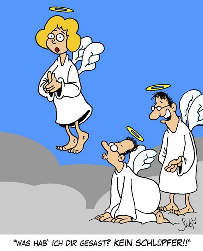 Cartoon: Engel (medium) by Karsten Schley tagged religion,himmel,engel,christentum,männer,frauen,glaube,religion,himmel,engel,christentum,männer,frauen,glaube